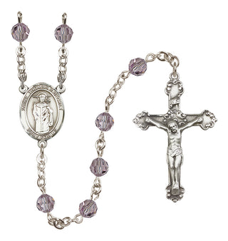 Sterling Silver 6mm Austrian Crystal Saint Thomas A Becket Rosary in Light Amethyst