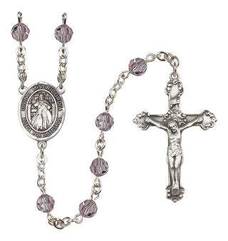 Sterling Silver 6mm Austrian Crystal Divina Misericordia Rosary in Light Amethyst