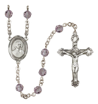 Sterling Silver 6mm Austrian Crystal Saint John Berchmans Rosary in Light Amethyst