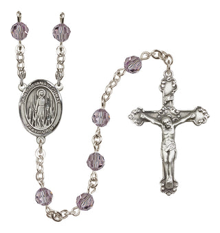 Sterling Silver 6mm Austrian Crystal Saint Juliana of Cumae Rosary in Light Amethyst