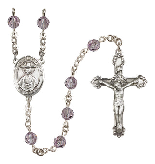 Sterling Silver 6mm Austrian Crystal Saint Andrew Kim Taegon Rosary in Light Amethyst