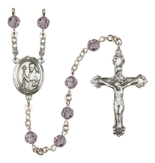 Sterling Silver 6mm Austrian Crystal Saint Regis Rosary in Light Amethyst