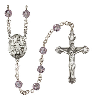 Sterling Silver 6mm Austrian Crystal Saint Bernadine of Sienna Rosary in Light Amethyst