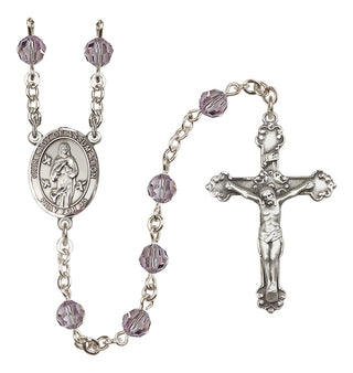 Sterling Silver 6mm Austrian Crystal Our Lady of Assumption Rosary in Light Amethyst