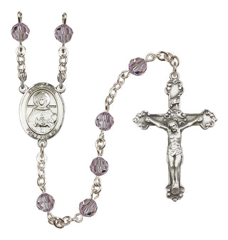 Sterling Silver 6mm Austrian Crystal Saint Daria Rosary in Light Amethyst