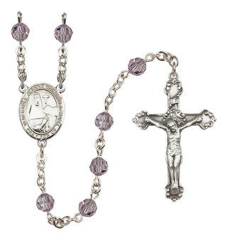 Sterling Silver 6mm Austrian Crystal Saint Jeanne Chezard de Matel Rosary in Light Amethyst