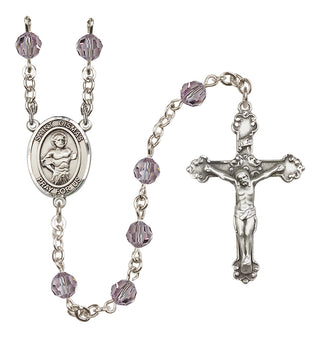 Sterling Silver 6mm Austrian Crystal Saint Dismas Rosary in Light Amethyst