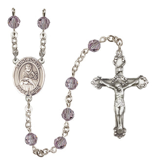 Sterling Silver 6mm Austrian Crystal Saint Fidelis Rosary in Light Amethyst
