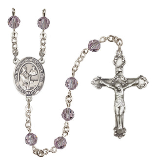 Sterling Silver 6mm Austrian Crystal Saint Claude de la Colombiere Rosary in Light Amethyst