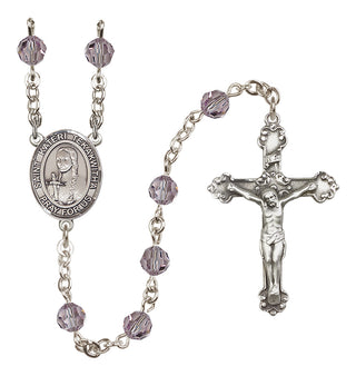 Sterling Silver 6mm Austrian Crystal Saint Kateri Tekakwitha Rosary in Light Amethyst