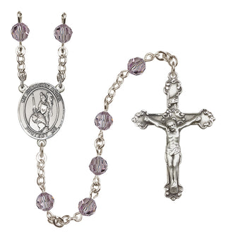 Sterling Silver 6mm Austrian Crystal Guardian Angel of the World Rosary in Light Amethyst