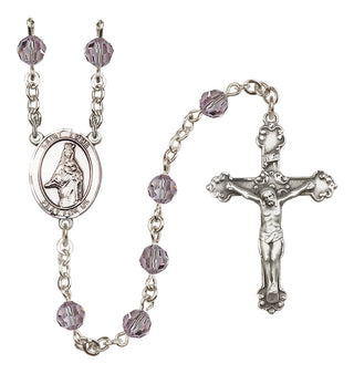 Sterling Silver 6mm Austrian Crystal Saint Emma Uffing Rosary in Light Amethyst