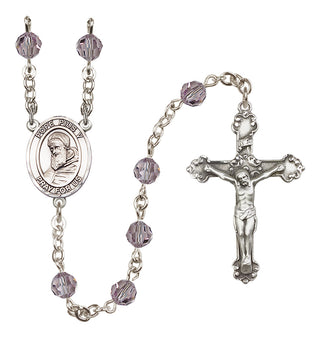 Sterling Silver 6mm Austrian Crystal Pope Pius V Rosary in Light Amethyst