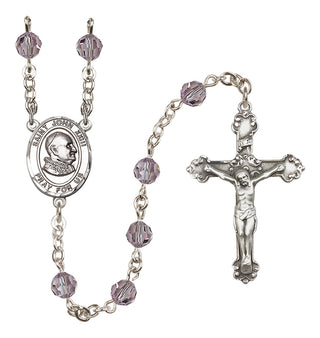 Sterling Silver 6mm Austrian Crystal Saint John Xxiii Rosary in Light Amethyst