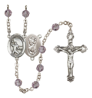 Sterling Silver 6mm Saint Christopher / Football Rosary