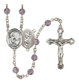 Sterling Silver 6mm Saint Christopher/Soccer Rosary