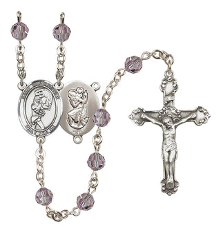 Sterling Silver 6mm Saint Christopher/Softball Rosary
