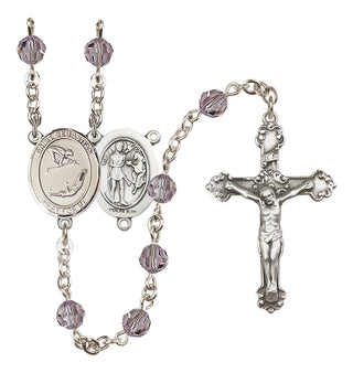 Sterling Silver 6mm Austrian Crystal Saint Sebastian/Gymnastics Rosary in Light Amethyst