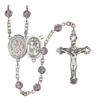 Sterling Silver 6mm Austrian Crystal Saint Sebastian / Choir Rosary in Light Amethyst
