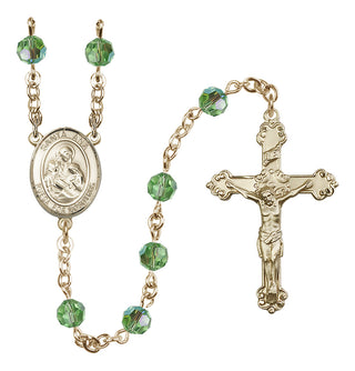 14 Karat Gold-Filled 6mm Austrian Crystal Santa Ana Rosary in Peridot