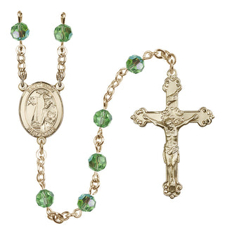 14 Karat Gold-Filled 6mm Austrian Crystal Saint Elmo Rosary in Peridot