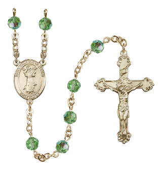 14 Karat Gold-Filled 6mm Austrian Crystal Saint Francis of Assisi Rosary in Peridot