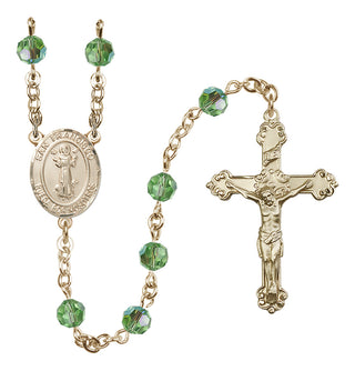 14 Karat Gold-Filled 6mm Austrian Crystal San Francis Rosary in Peridot