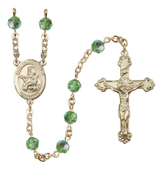 14 Karat Gold-Filled 6mm Austrian Crystal Saint Francis Xavier Rosary in Peridot