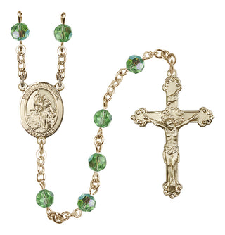 14 Karat Gold-Filled 6mm Austrian Crystal Saint Joan of Arc Rosary in Peridot