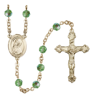 14 Karat Gold-Filled 6mm Austrian Crystal Saint Monica Rosary in Peridot
