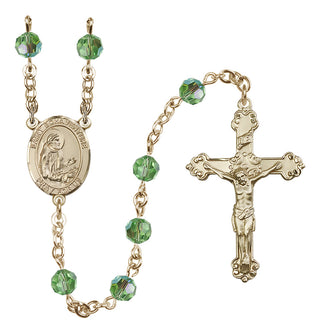 14 Karat Gold-Filled 6mm Austrian Crystal Saint Bonaventure Rosary in Peridot