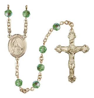 14 Karat Gold-Filled 6mm Austrian Crystal Saint Veronica Rosary in Peridot