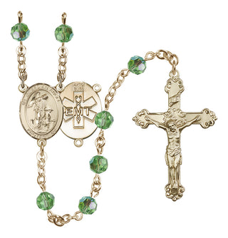 14 Karat Gold-Filled 6mm Austrian Crystal Guardian Angel / EMT Rosary in Peridot