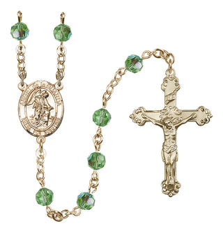 14 Karat Gold-Filled 6mm Austrian Crystal Angel de la Guardia Rosary in Peridot