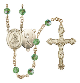 14 Karat Gold-Filled 6mm Austrian Crystal Saint Rita / Baseball Rosary in Peridot