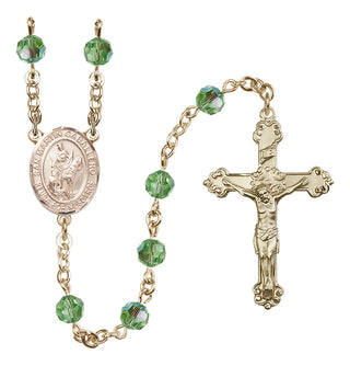 14 Karat Gold-Filled 6mm Austrian Crystal San Martin Caballero Rosary in Peridot
