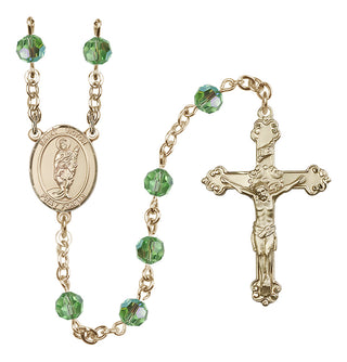 14 Karat Gold-Filled 6mm Austrian Crystal Saint Victor of Marseilles Rosary in Peridot