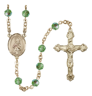 14 Karat Gold-Filled 6mm Austrian Crystal Saint Matilda Rosary in Peridot