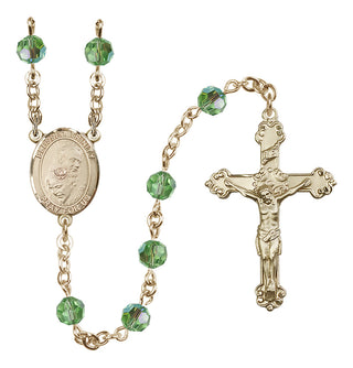 14 Karat Gold-Filled 6mm Austrian Crystal Blessed Trinity Rosary in Peridot