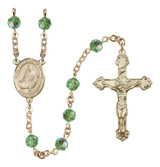 14 Karat Gold-Filled 6mm Austrian Crystal Saint Catherine of Sweden Rosary in Peridot