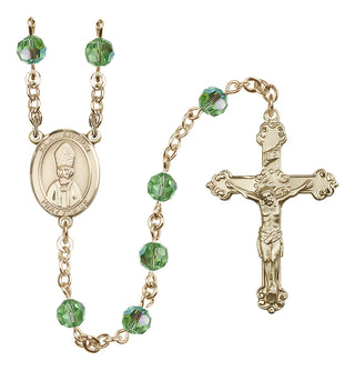 14 Karat Gold-Filled 6mm Austrian Crystal Saint Anselm of Canterbury Rosary in Peridot