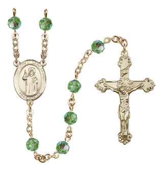 14 Karat Gold-Filled 6mm Austrian Crystal Saint John of Capistrano Rosary in Peridot