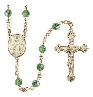 14 Karat Gold-Filled 6mm Austrian Crystal Saint Juliana of Cumae Rosary in Peridot