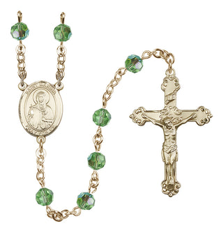 14 Karat Gold-Filled 6mm Austrian Crystal Saint Marina Rosary in Peridot