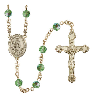 14 Karat Gold-Filled 6mm Austrian Crystal Our Lady of Assumption Rosary in Peridot