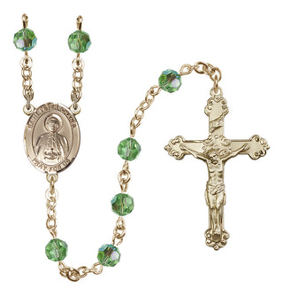 14 Karat Gold-Filled 6mm Austrian Crystal Saint Peter Chanel Rosary in Peridot