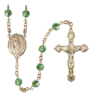 14 Karat Gold-Filled 6mm Austrian Crystal Saint Nathanael Rosary in Peridot