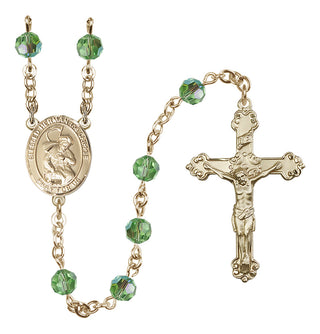 14 Karat Gold-Filled 6mm Austrian Crystal Blessed Herman the Cripple Rosary in Peridot