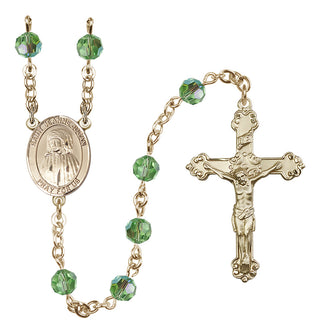14 Karat Gold-Filled 6mm Austrian Crystal Saint Jeanne Jugan Rosary in Peridot