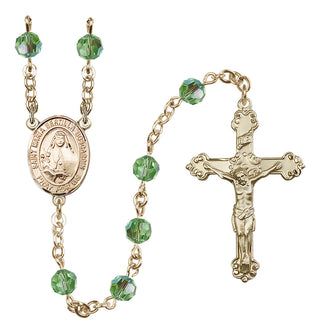 14 Karat Gold-Filled 6mm Austrian Crystal Saint Maria Bertilla Boscardin Rosary in Peridot